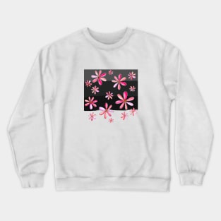 Shower of Daisies - Hand Drawn Design with Bright Pink Petals Crewneck Sweatshirt